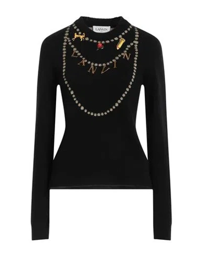 Lanvin Woman Sweater Black Size S Cashmere, Wool, Polyester, Metallic Polyester, Polyamide