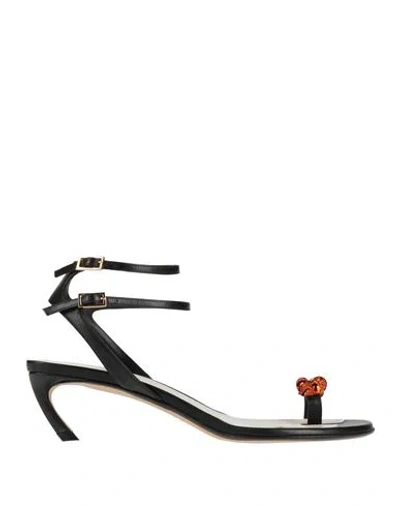 Lanvin Woman Thong Sandal Black Size 8 Calfskin