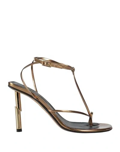 Lanvin Woman Thong Sandal Bronze Size 8 Calfskin In Yellow