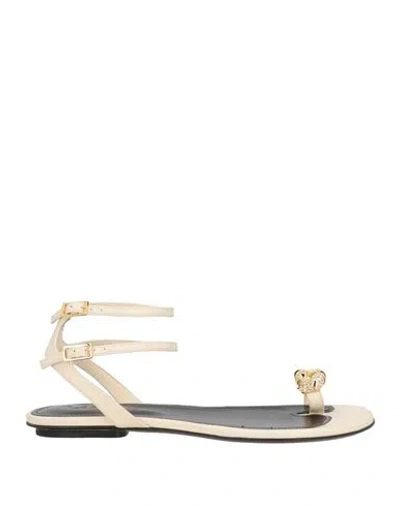 Lanvin Woman Thong Sandal Off White Size 11 Leather