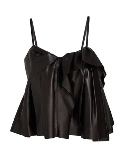 Lanvin Woman Top Black Size 4 Lambskin