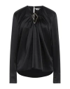 Lanvin Draped Long-sleeved Blouse In Black