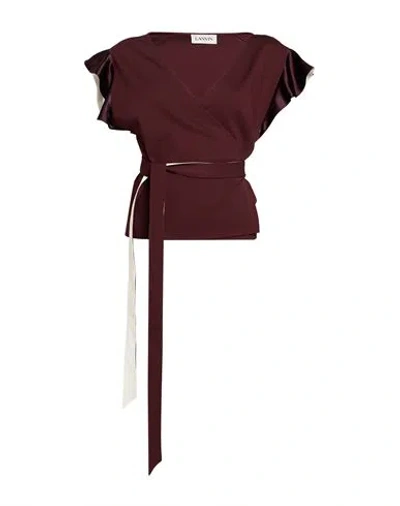 Lanvin Woman Top Burgundy Size 10 Viscose, Polyamide, Elastane