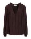 Lanvin Gathered Neckline Long Sleeve Blouse In Brown