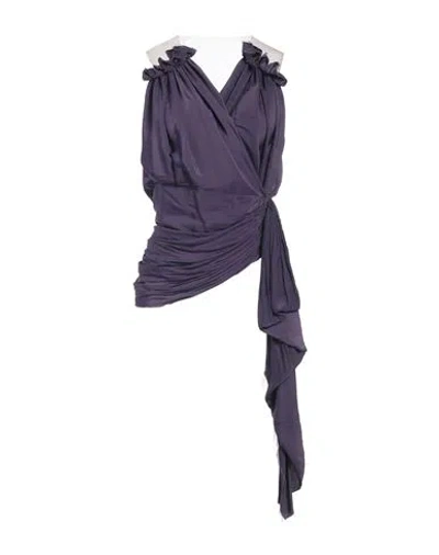 Lanvin Woman Top Dark Purple Size 6 Polyester