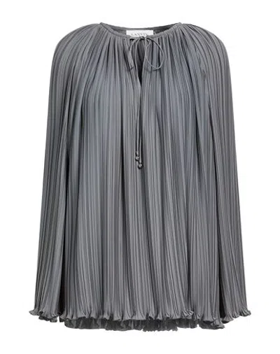 Lanvin Woman Top Grey Size 4 Polyester, Brass, Rayon In Gray