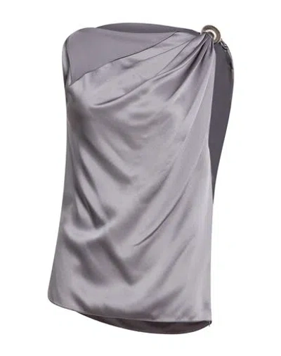 Lanvin Woman Top Grey Size 8 Acetate, Viscose In Gray
