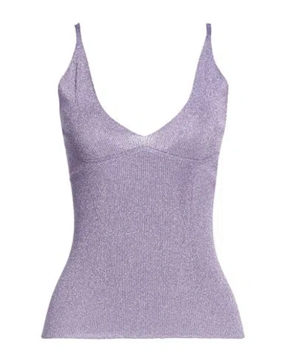 Lanvin Woman Top Lilac Size M Metallic Polyester, Polyamide In Purple