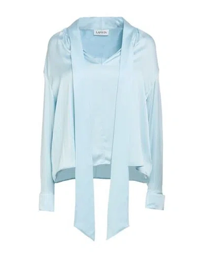 Lanvin Woman Top Sky Blue Size 10 Silk