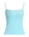 Lanvin Woman Top Sky Blue Size M Viscose, Polyester In Blue