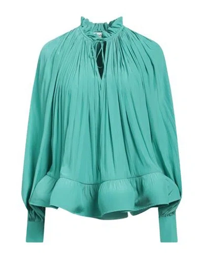 Lanvin Woman Top Turquoise Size 4 Polyester In Blue