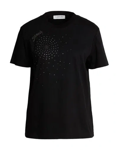 Lanvin Woman T-shirt Black Size Xl Cotton, Glass