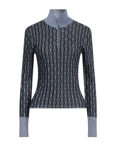LANVIN LANVIN WOMAN TURTLENECK LIGHT BLUE SIZE M VISCOSE, POLYESTER, ELASTANE, POLYAMIDE, BRASS