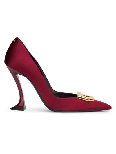 Lanvin Women's 100mm Midnight Step Buckle Pumps In Burgundy