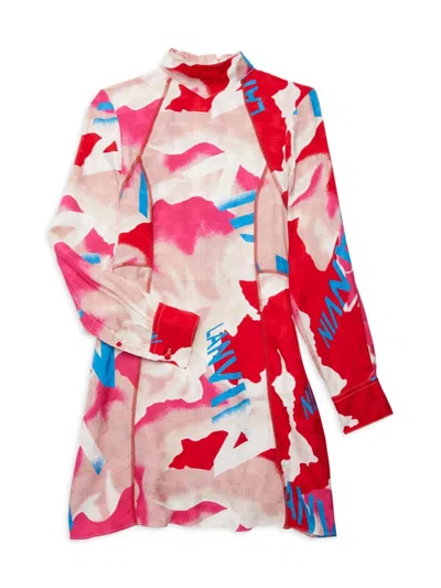 Lanvin Women's Abstract Silk Blend Dress In Rouge