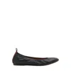 Lanvin Elasticated Leather Ballerina Shoes Round Toe In Black