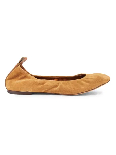 Lanvin Women's Ballerina Suede Flats In Brown