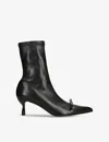Lanvin Womens Black Bow-embellished Heeled Leather Ankle Boots In Black