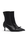 Lanvin Womens Black Bow-embellished Heeled Leather Ankle Boots In Black