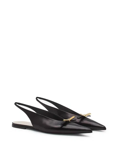 Lanvin Women's Bow Leather Slingback In Black