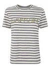 Lanvin Striped Crew Neck T-shirt With Short Sleeves In White