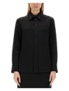 Lanvin Crepe De Chine Shirt With Button-down Front In Black