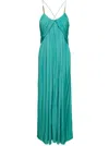 Lanvin Women Cross Back Strap Long Dress In Blue