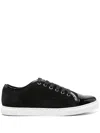 Lanvin Calf Suede Sneakers Metal Eyelet In Black