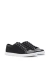 Lanvin Calf Suede Sneakers Metal Eyelet In Black