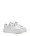 Lanvin Ddb0 Leather Flatform Sneakers In White/white