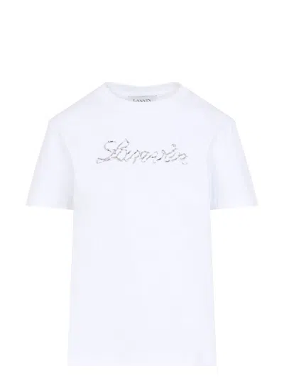 LANVIN WOMEN'S EMBROIDERED SCRIPT LOGO T-SHIRT