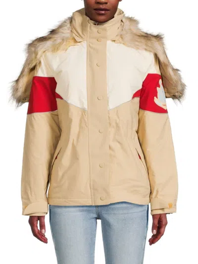 Lanvin Women's Fila X  Faux Fur Hood Flap Jacket In Bleu Clair