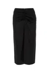 Lanvin Draped Satin-jacquard Midi Skirt In Multicolor