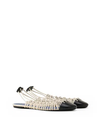 Lanvin Knitline Slingback Ballerina In Leather In Neutral