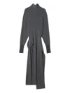 Lanvin Knee Length Dress With Turtleneck And Side Slit In Gray