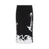 Lanvin Pleated Long Skirt Abstract Pattern In Black