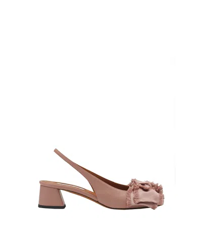Lanvin Women's Leather Heeled Slingback Ballerina In Pink