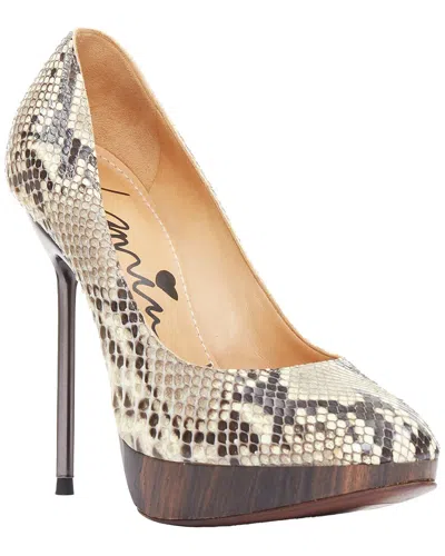 Pre-owned Lanvin Women's Leather Scaled Wood Platform Pump (authentic Pre-loved)