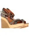Lanvin Women's Leather Snake-embossed Espadrille Slingback Wedge Sandal  (authentic Pre-loved) In Brown