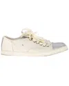 Lanvin Snakeskin-effect Cap Toe Sneakers In White Leather In White