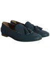 Pre-owned Lanvin Tassel Loafers In Blue Leather In Blue