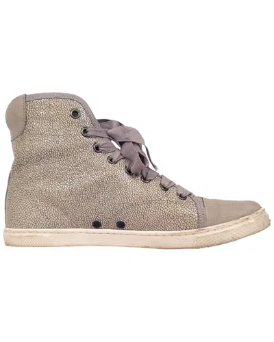 Lanvin Women's Leather Textured High-top Sneaker (authentic Pre-loved) In Brown