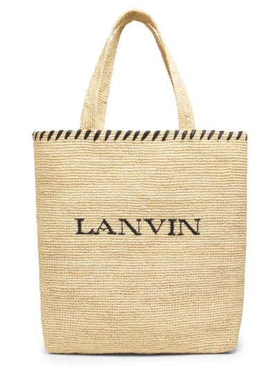Lanvin Women's Logo Raffia Tote In Neutral