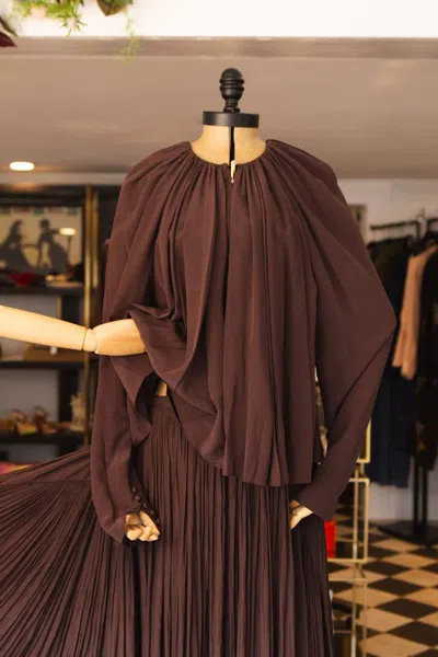 Lanvin Women's Long Sleeve Blouse In Cocoa In Brown