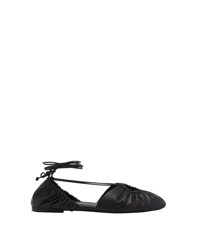 Lanvin Women's Mesure Lace-up Leather Ballerina In Black