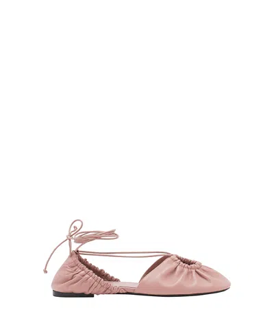Lanvin Women's Mesure Lace-up Leather Ballerina In Pink