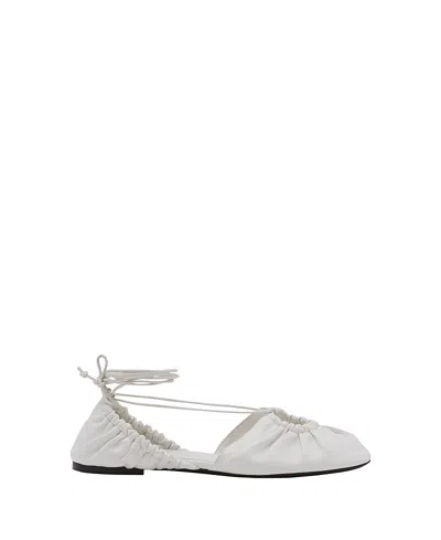 Lanvin Women's Mesure Lace-up Leather Ballerina In White
