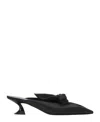 Lanvin Midnight Step Bow Leather Mule With Heel In Black