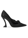 Lanvin Women's Midnight Step Leather Bow Pumps In Black