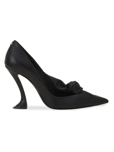 Lanvin Women's Midnight Step Leather Bow Pumps In Black